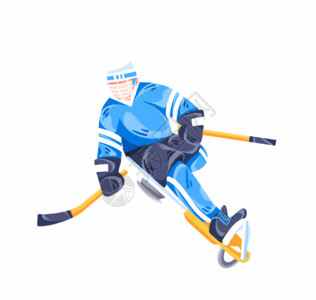 蓝色制服冬季残疾运动会冰橇冰球GIF高清图片