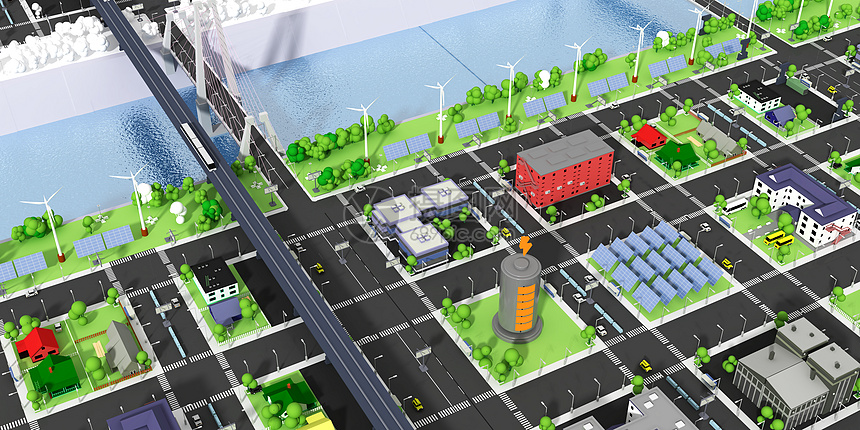 3D创意新能源城市场景图片
