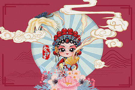 国潮风女神节背景图片