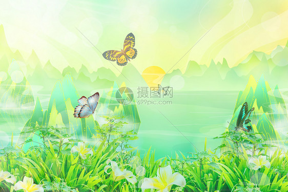 新中式春天背景图片