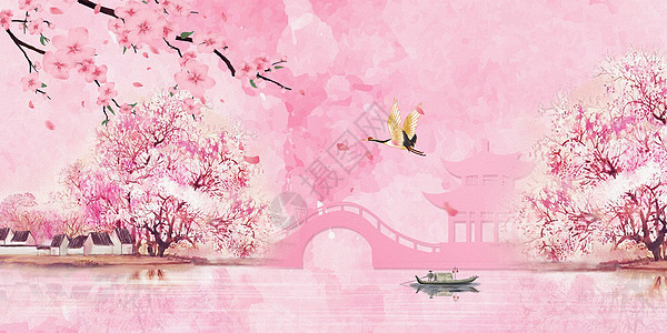 粉色花海春天背景图片