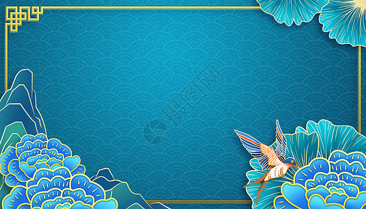 典雅雕花国潮边框背景背景图片