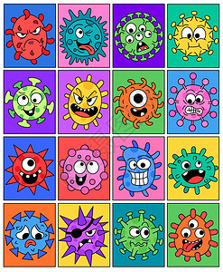 病毒细菌创意拟人矢量插画图片