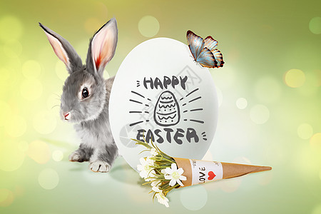 复活节兔子彩蛋背景图片