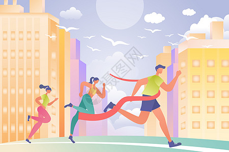 青年节年轻人城市跑步矢量插画图片