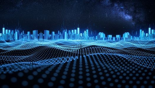 蓝色科技城市背景高清图片