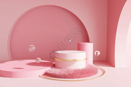 粉色毛绒地毯展台背景图片