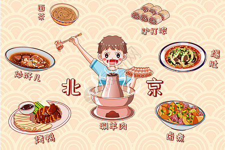 佳肴卡通北京美食插画