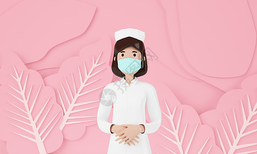 医护插画3D白衣护士设计图片