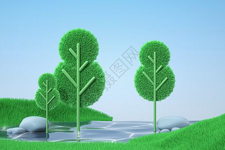 毛绒绿植树木背景图片