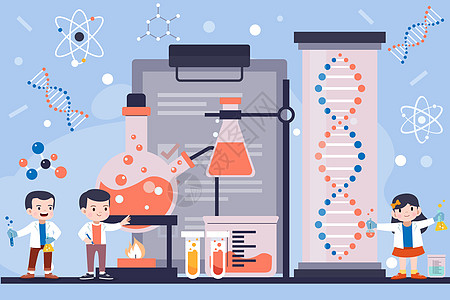 学生上化学实验课矢量插画高清图片