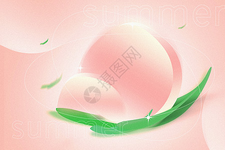 弥散风拟物化夏日水果桃子背景背景图片