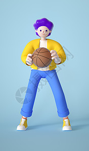 C4D人物模型打篮球的小男孩图片