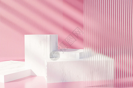 blender粉色清新几何展台图片