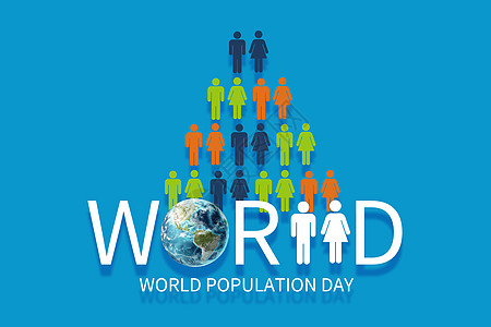 世界人口日创意蓝色人口设计图片