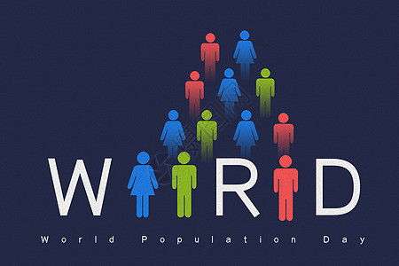 人口日蓝色背景背景图片