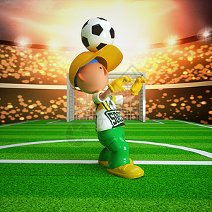 C4D卡通足球男孩顶球3D元素图片