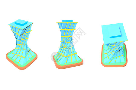 C4D蓝色卡通高层旋转大楼建筑3D渲染元素样机高清图片