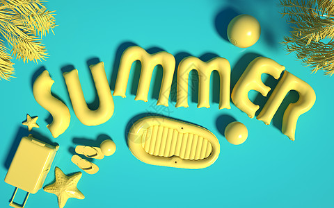 3dsummer夏日立体字背景高清图片