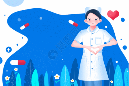蓝色制服蓝色医疗健康活动插画科普医疗保险GIF高清图片