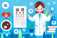 健康医疗保护眼睛测量视力的医生插画GIF图片