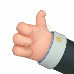 3D立体墙卡通C4D立体3D大拇指棒手势黏土手指gif动图高清图片