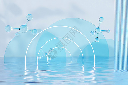 百万球池blender清新水面玻璃展台设计图片
