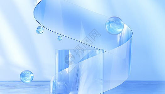 C4D通透玻璃质感展台背景图片