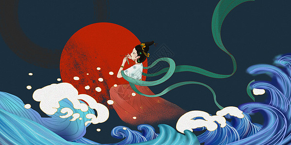 海浪仙女背景图片