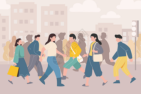 世界人口日人群行走插画高清图片