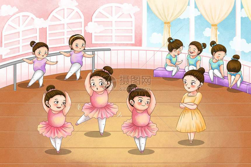暑假生活之舞蹈培训班插画图片