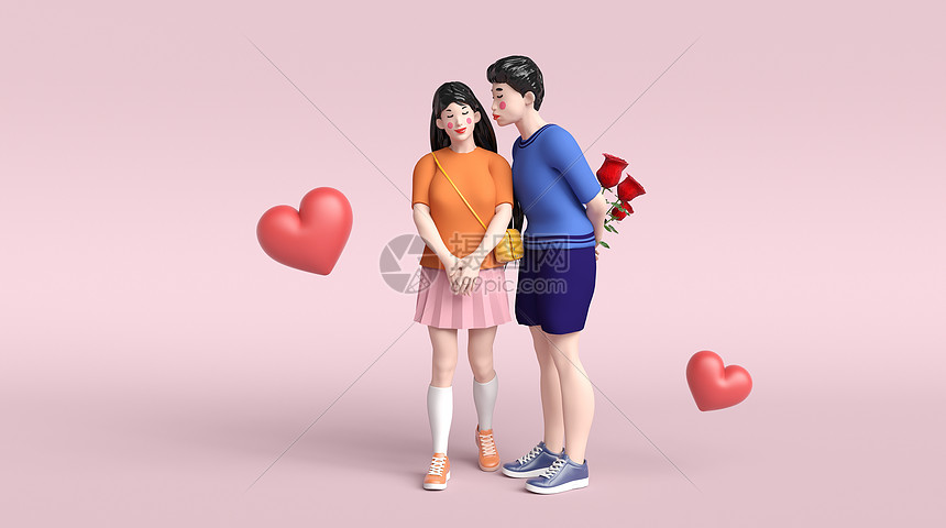 3D浪漫情侣约会场景图片