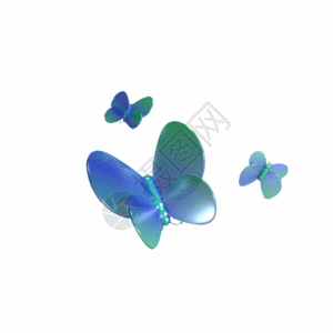 蝴蝶破茧创意C4D酸性渐变镭射蝴蝶装饰物GIF图高清图片