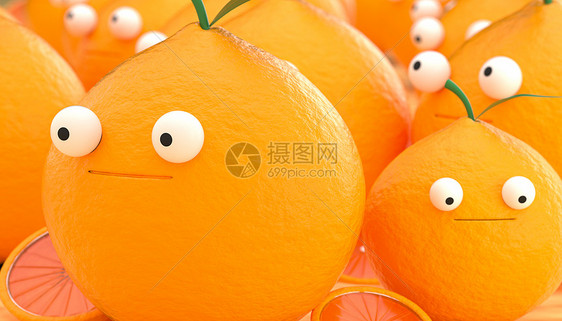 C4D卡通橙子图片