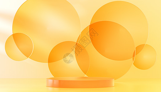 C4D橙色光影展台背景图片