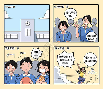 开学啦四格漫画背景图片