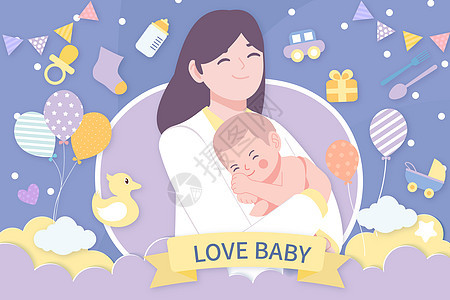 母婴妈妈和婴儿矢量插画图片