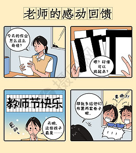 教师节四格漫画之老师的感动回馈条漫背景图片