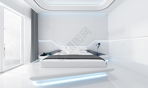3D未来科技卧室场景图片