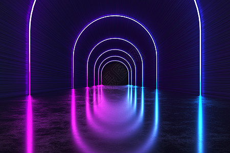 霓虹隧道空间背景图片