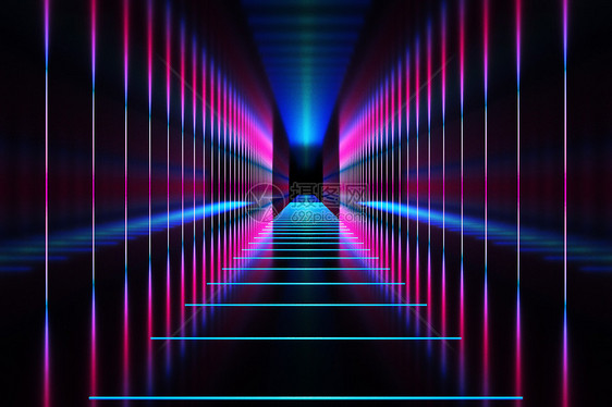红蓝霓虹隧道背景图片
