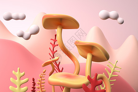 秋季植物蘑菇背景图片