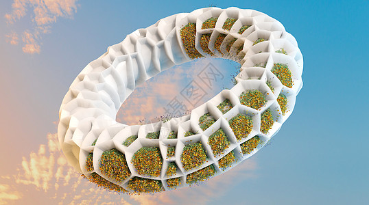 巴比伦空中花园新能源生态场景设计图片
