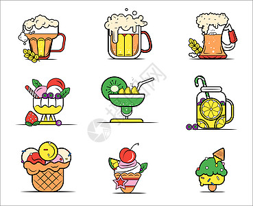 卡通描边饮品食物图标icon高清图片