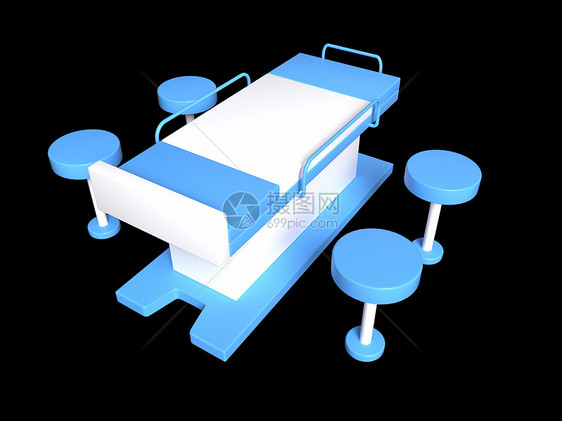 C4D手术床蓝白卡通3D立体元素图片