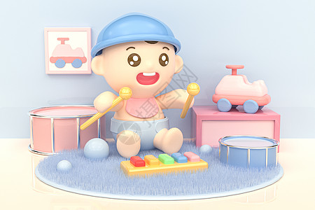 C4D母婴宝宝音乐打鼓琴键高清图片
