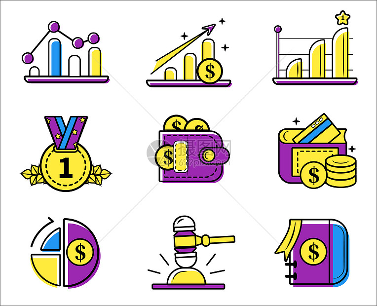 卡通金融数据图标图片