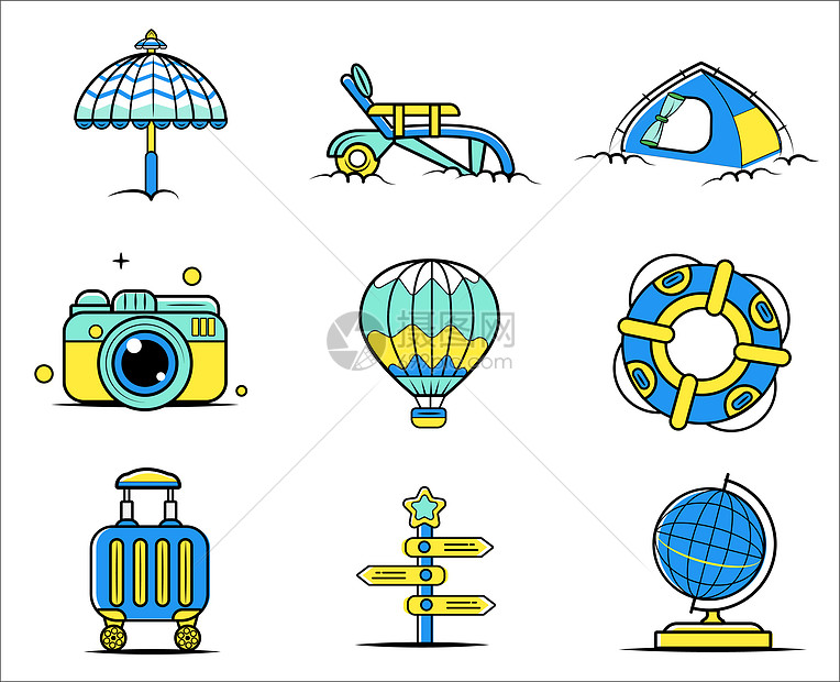 生活休闲旅行夏日海滩图标icon图片