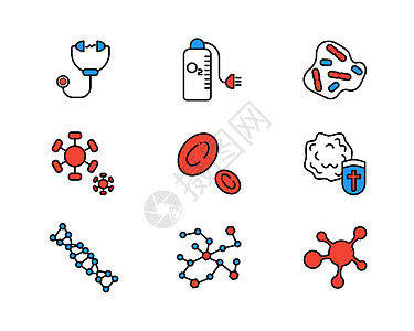 医疗组织红色细胞组织医疗图标插画