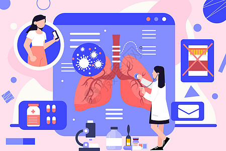 医疗健康肺部疾病矢量插画图片